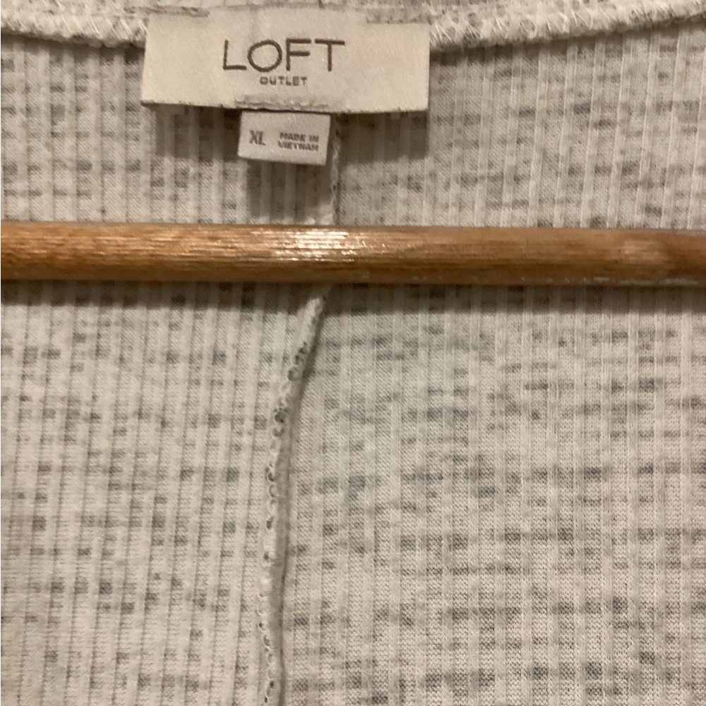 LOFT Light Gray Ribbed Sweater - Picture 2 of 3